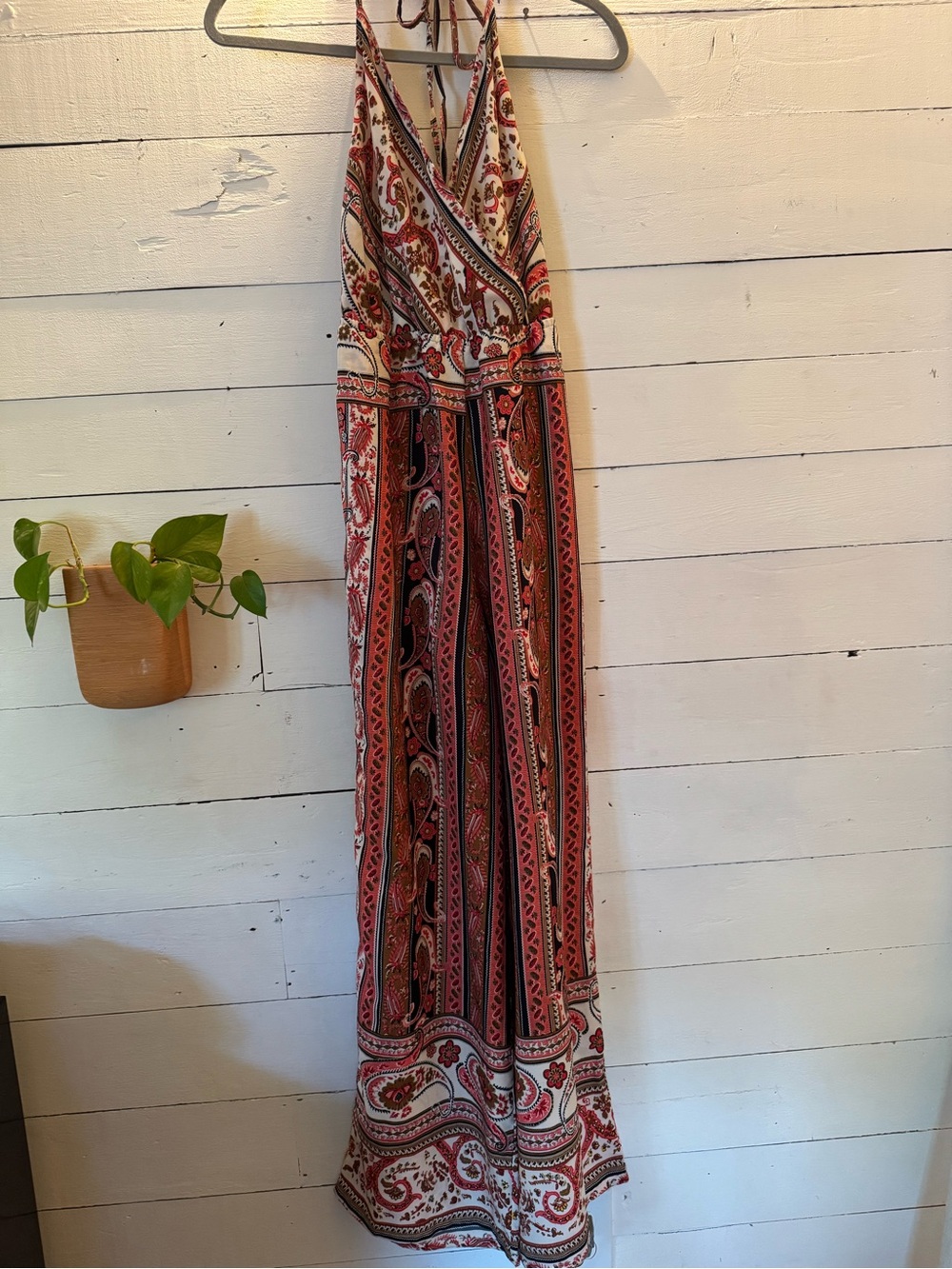 Women’s Terra-Cotta Paisley Halter Jumpsuit